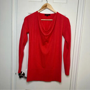ANN‎ TAYLOR 100% Cashmere Cowl Neck Sweater Hot Pink Festive Holiday Size XXS